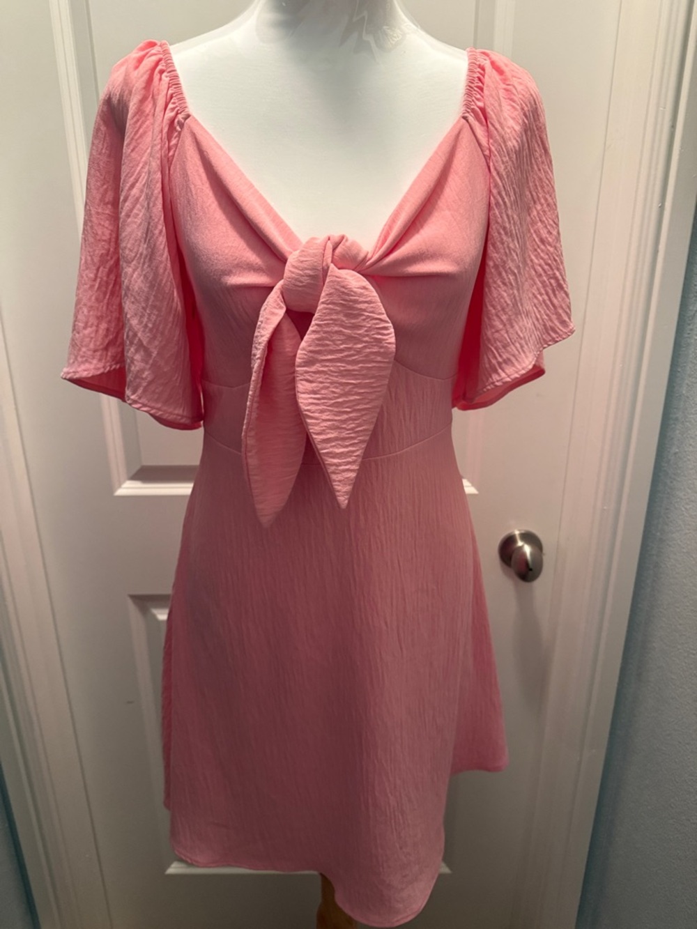 Tie-Front Mini Dress in Blush Pink